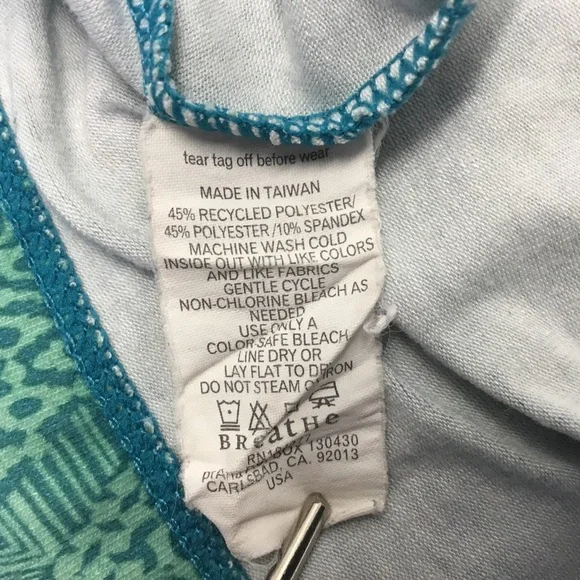 Prana Faux Wrap Short Sleeve Geo Print Athleisure Outdoor Hiking Dress Size M - Picture 7 of 7